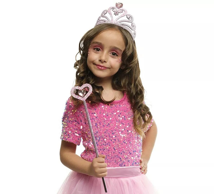 Translation missing: pt-PT.Kit de Princesa Heart rosa infantil: Tiara y Varita