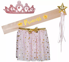 Kit Princesa Infantil: Faixa, tiara e saia