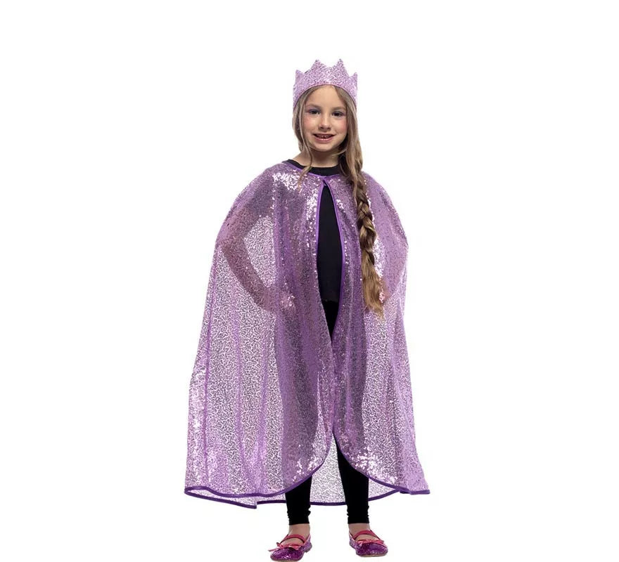 Translation missing: pt-PT.Kit de Princesa lila brillo infantil: Capa y Corona