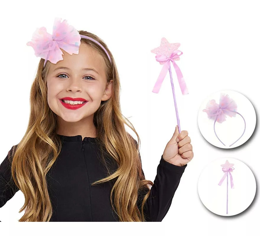 Translation missing: pt-PT.Kit de Princesa lila infantil: Diadema y Varita