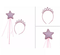 Kit Princesa Rosa Brilhante: Coroa e Varinha