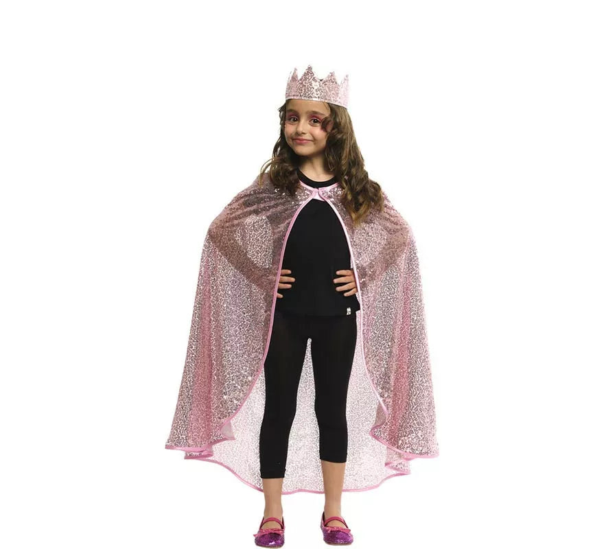 Translation missing: pt-PT.Kit de Princesa rosa brillo infantil: Capa y Corona