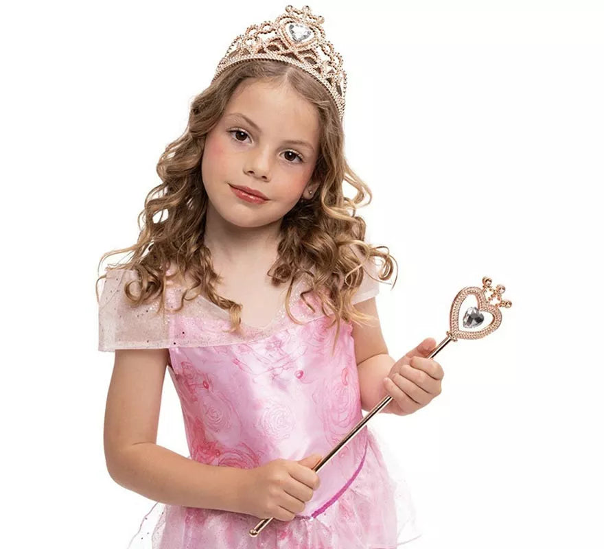 Translation missing: pt-PT.Kit de Princesa rosa deluxe infantil: Tiara y Varita