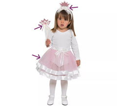 Kit Princesa Rosa Bebê: Tiara, Varinha e Saia