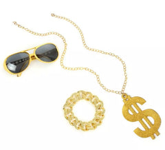 Kit Rapper Extravagante: Óculos, Colar e Pulseira