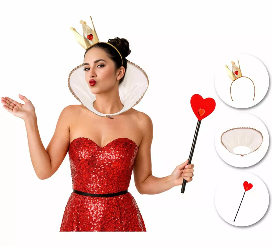 Translation missing: pt-PT.Kit de Reina de Corazones: Diadema, Barita y Cuello