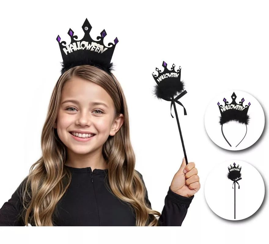 Translation missing: pt-PT.Kit de Reina Oscura Infantil: Diadema y Varita