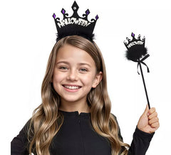 Kit Infantil Dark Queen: Faixa de Cabeça e Varinha