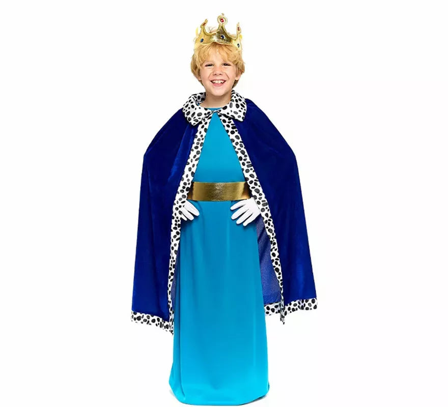 Kit de Rey Mago azul Infantil: Capa y Corona