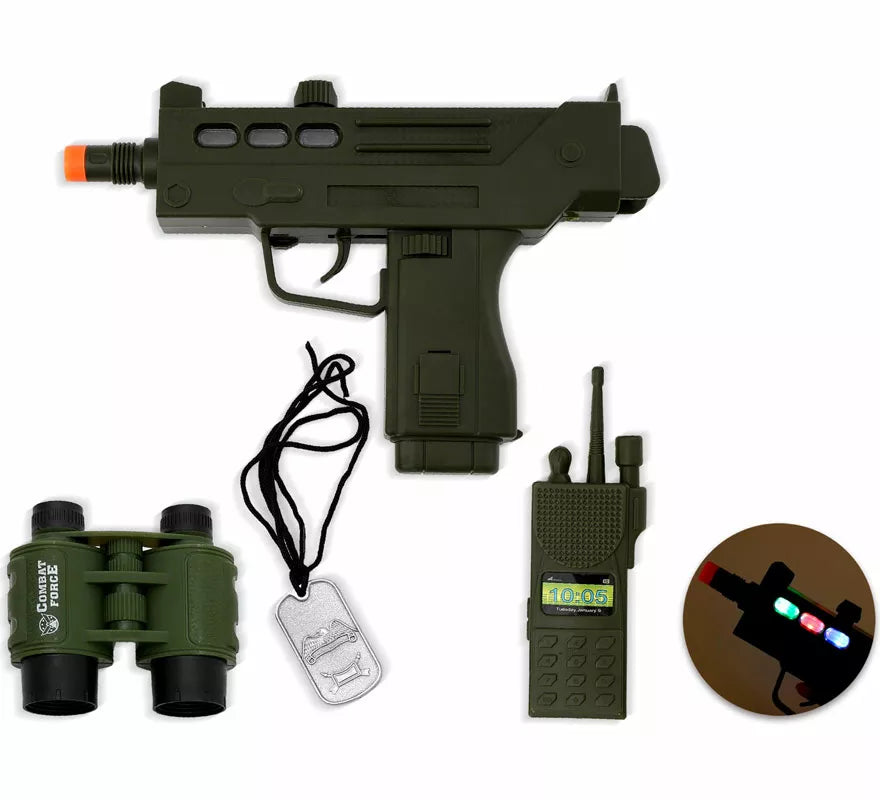 Translation missing: pt-PT.Kit de Soldado: Fusil, Chapa, Prismáticos y Walkie de plástico