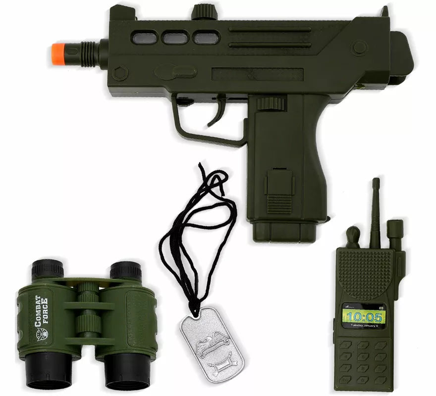 Translation missing: pt-PT.Kit de Soldado: Fusil, Chapa, Prismáticos y Walkie de plástico