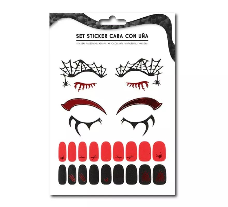 Kit de Sticker Facial adulto: Contorno de ojos y uñas araña