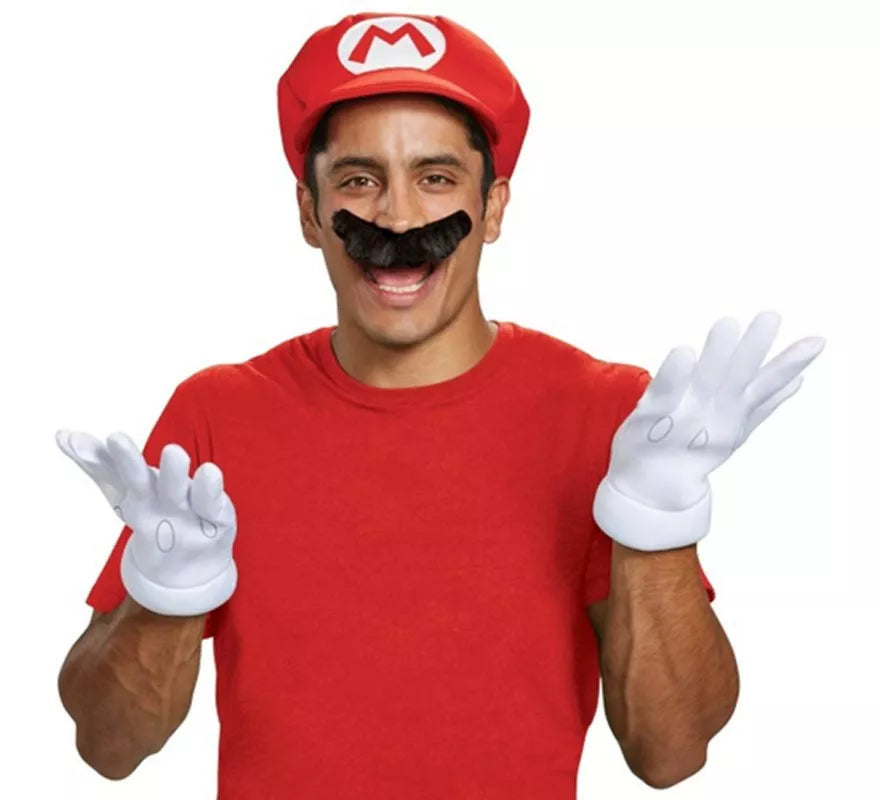 Translation missing: pt-PT.Kit de Super Mario Nintendo para Adulto: Gorra, guantes y bigote