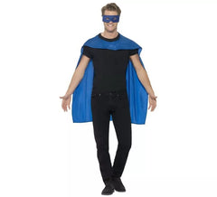 Kit Adulto Azul de Super-Heróis: Manto e Máscara