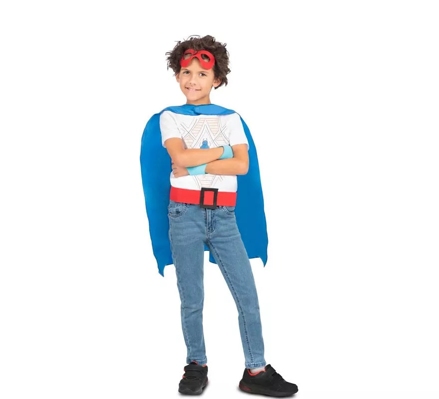 Translation missing: pt-PT.Kit de Superhéroe azul infantil: antifaz, capa y cinturón