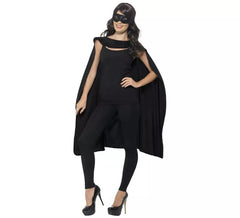 Kit de super-herói adulto preto: manto e máscara