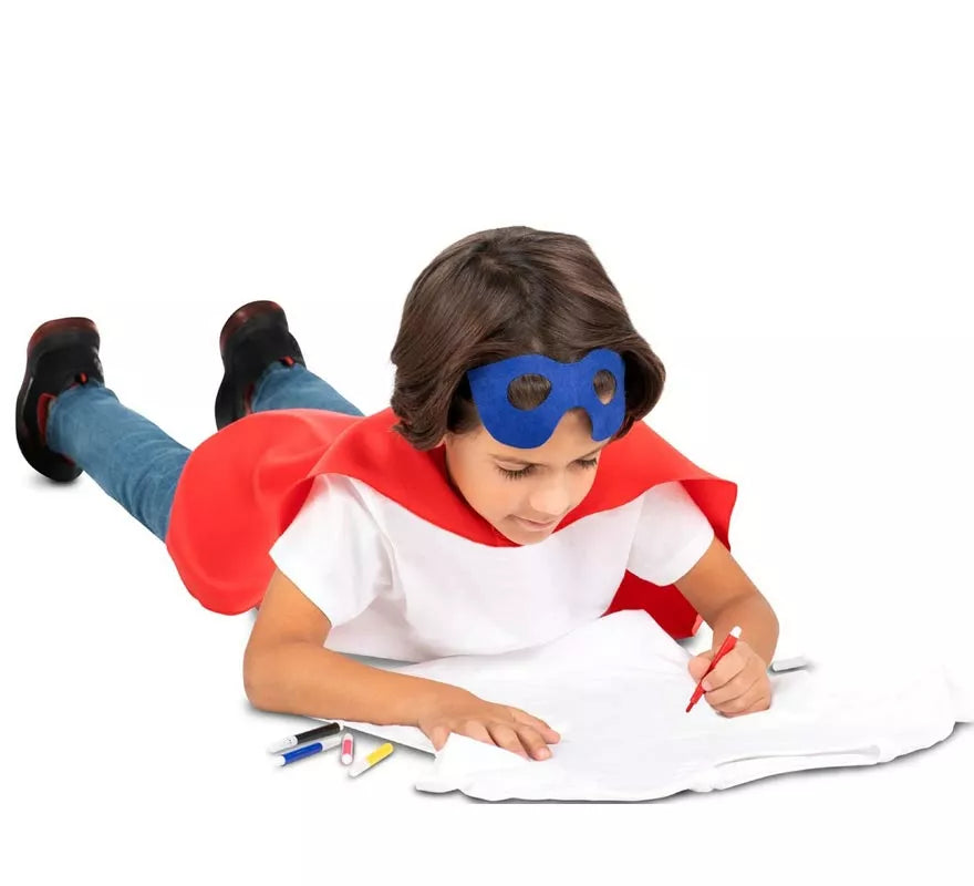 Kit de Superhéroe rojo infantil: antifaz, capa y cinturón