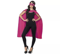 Kit de super-herói adulto rosa: manto e máscara