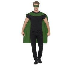 Kit de super-herói verde adulto: manto e máscara