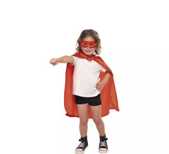 Kit infantil de super-heroína vermelha: capa e máscara