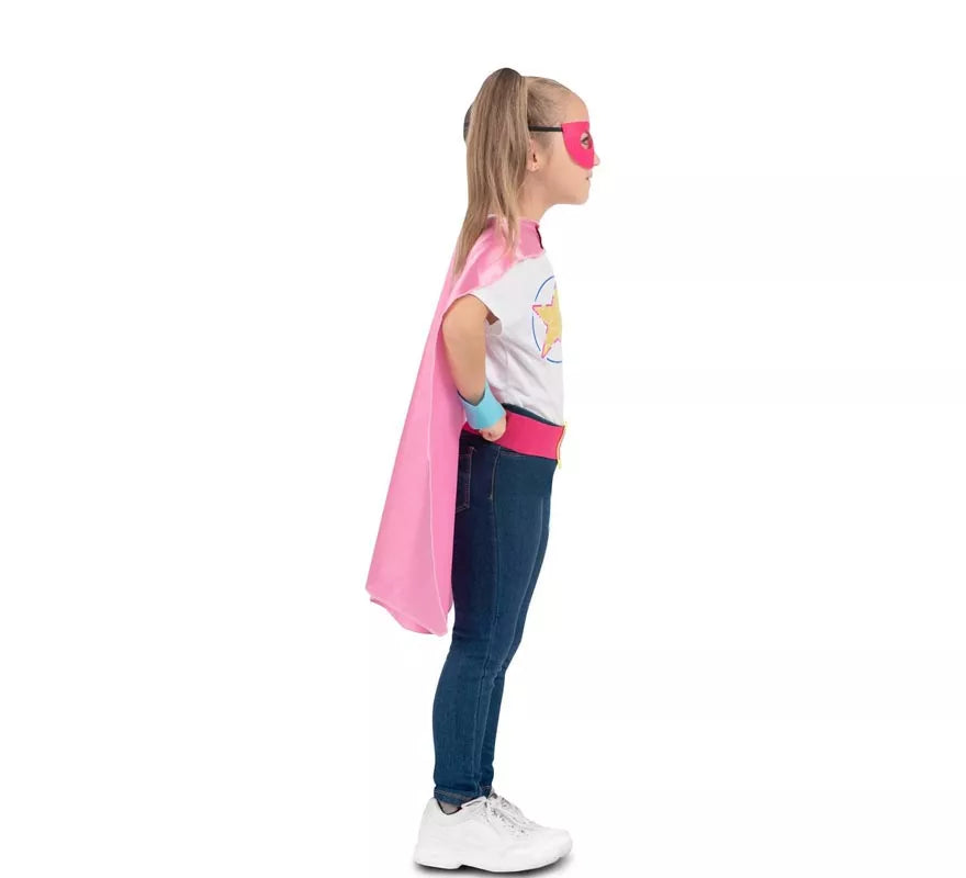 Translation missing: pt-PT.Kit de Superheroína rosa infantil: antifaz, capa y cinturón