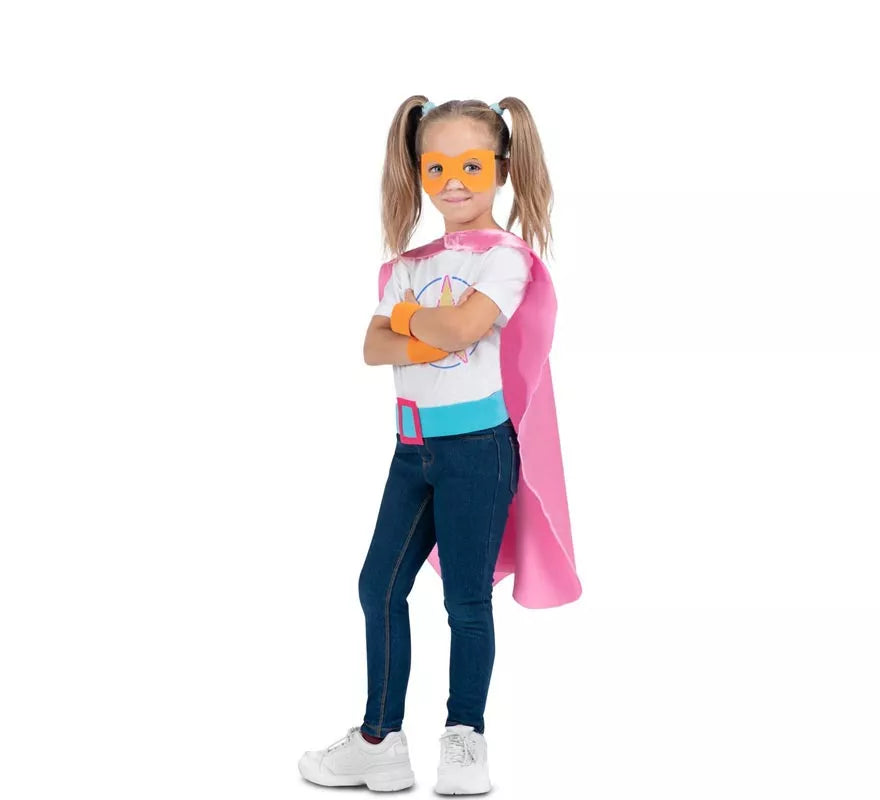 Translation missing: pt-PT.Kit de Superheroína rosa infantil: antifaz, capa y cinturón