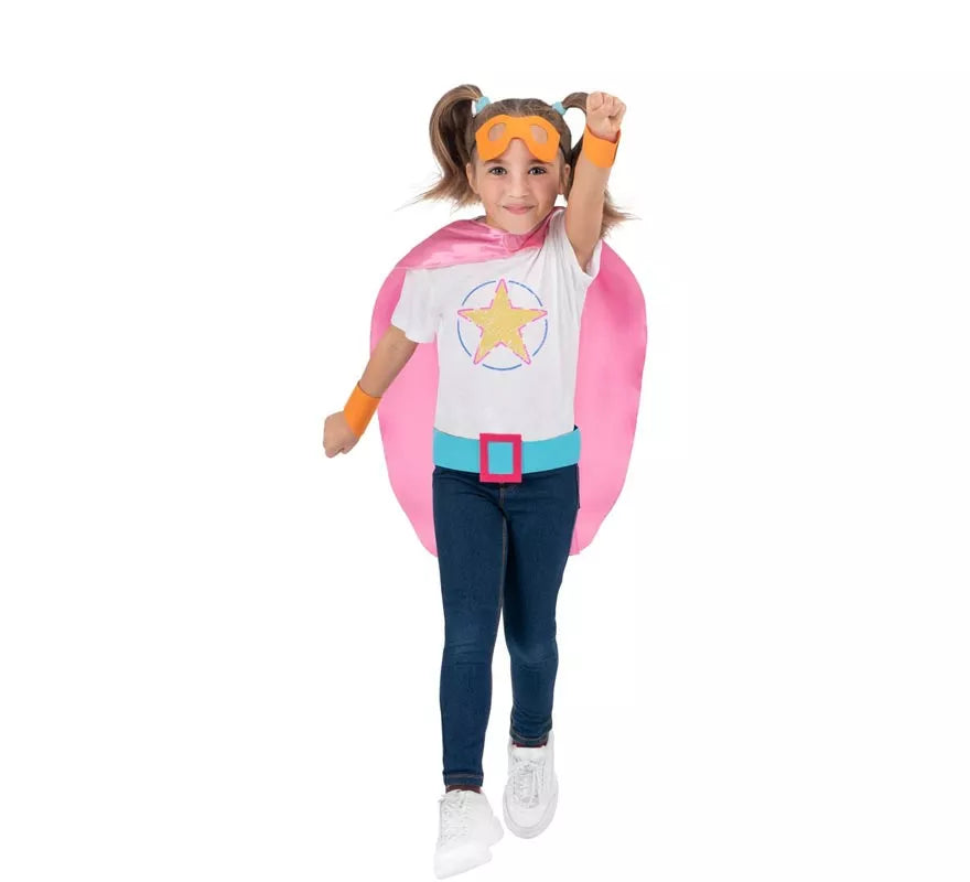 Translation missing: pt-PT.Kit de Superheroína rosa infantil: antifaz, capa y cinturón