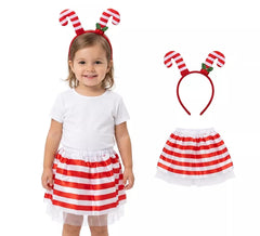 Kit de tutu e bandolete para menina Candy Cane