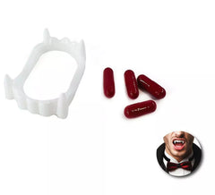 Kit de vampiro mortal: pílulas de sangue falsas com dentaduras