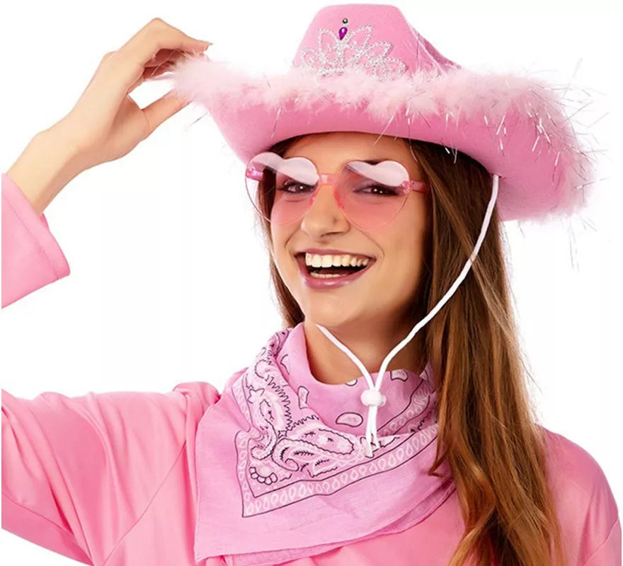 Translation missing: pt-PT.Kit de Vaquera rosa: Gafas, pañuelo y sombrero de 58 cm