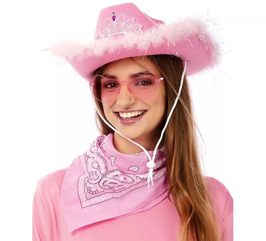 Translation missing: pt-PT.Kit de Vaquera rosa: Gafas, pañuelo y sombrero de 58 cm