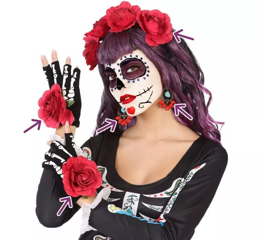Translation missing: pt-PT.Kit del Día de los muertos: Guantes, Pendientes y Diadema