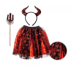 Kit Diabo: Tutu, Tridente e Tiara com chifres