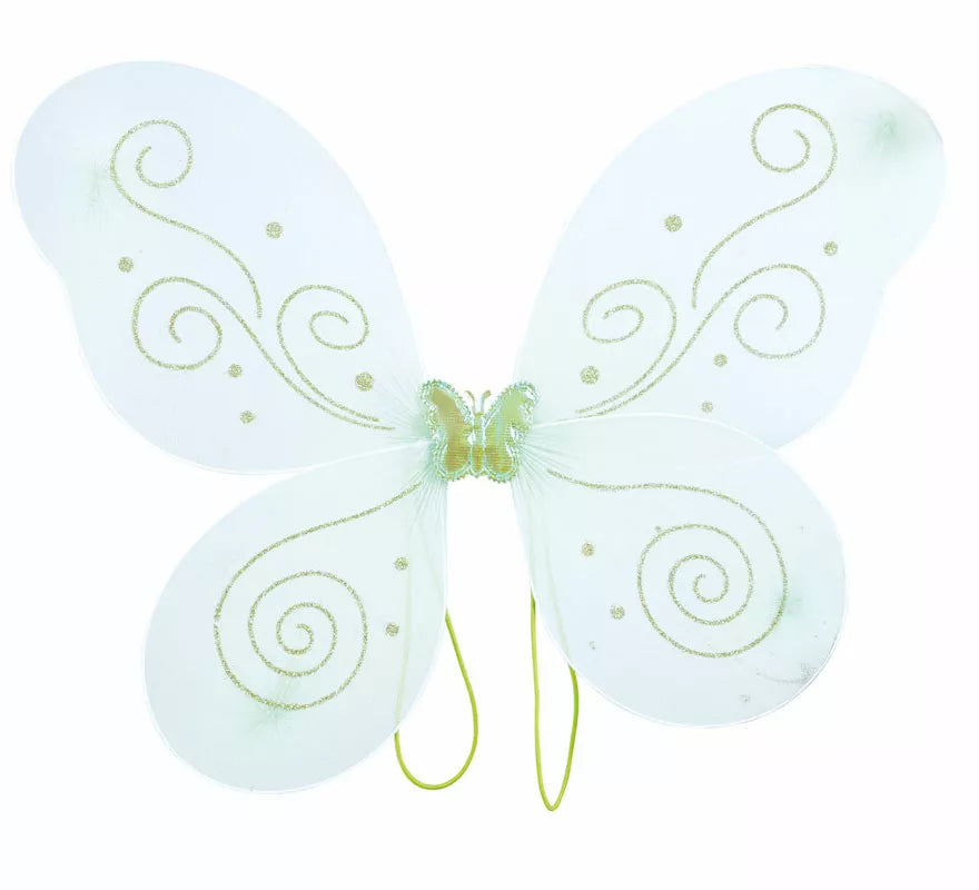 Kit Hada Mariposa Verde: Diadema, Varita y Alas de 35x40 cm