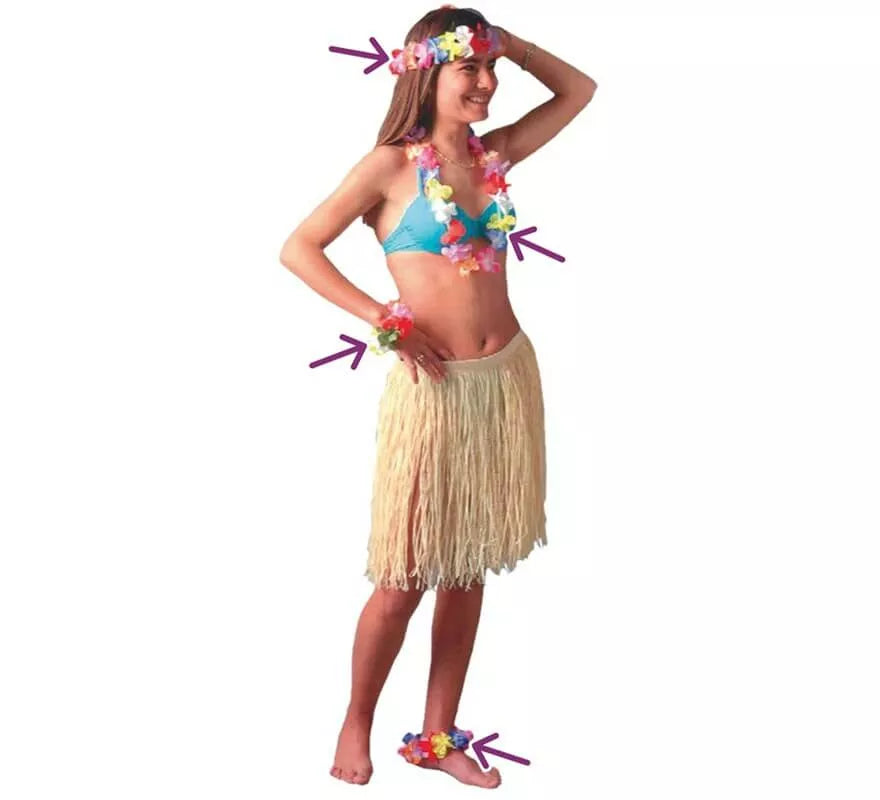 Translation missing: pt-PT.Kit Hawaiano: Pulsera, Tobillera, Collar y Corona de flores