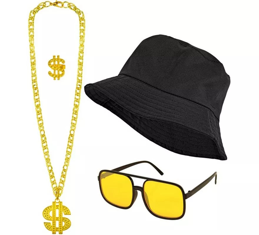 Translation missing: pt-PT.Kit Hip Hop Años 90: Sombrero, Gafas, Collar y Anillo