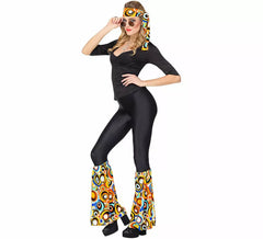 Kit Hippie Anos 70 Bolhas Multicoloridas Adulto: Faixa de Cabeça e Polainas