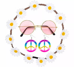 Kit Hippie: Colar, Brincos e Óculos