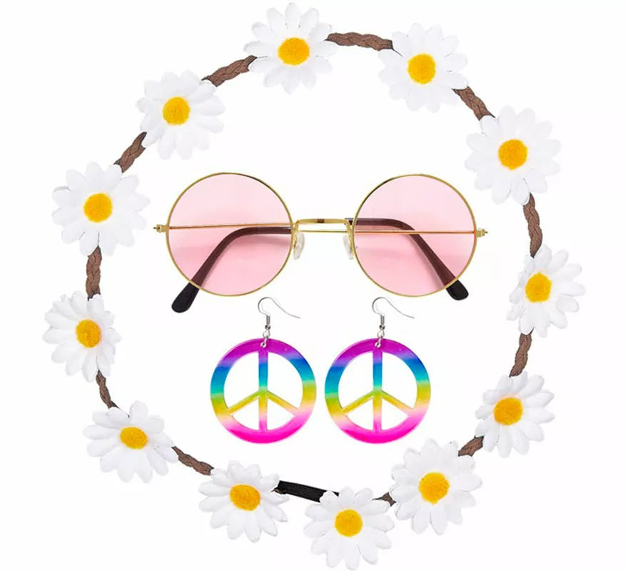 Kit Hippie: Collar, Pendientes y Gafas