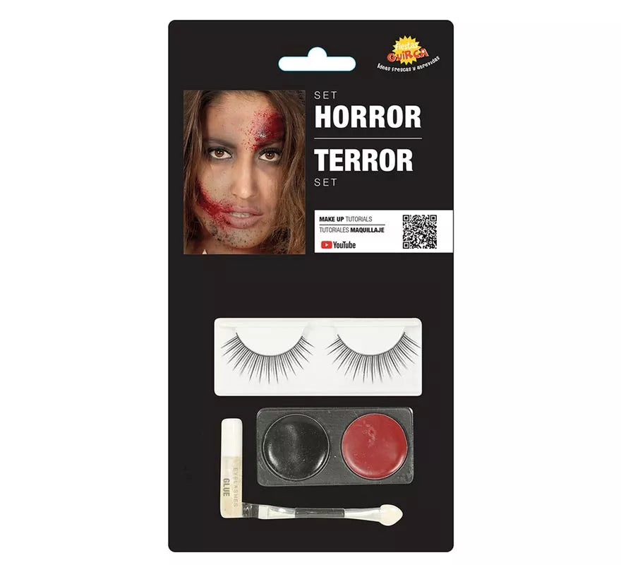 Translation missing: pt-PT.Kit Maquillaje: Negro y Rojo, Pestañas, Pegamento, Pincel