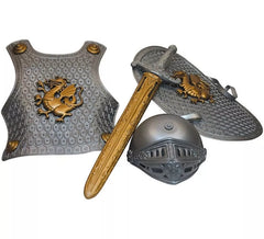 Kit Medieval Infantil: Peitoral, Escudo, Elmo e Espada