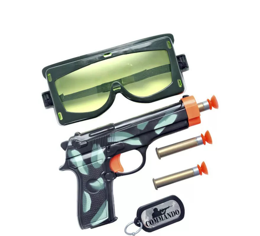 Translation missing: pt-PT.Kit Militar: Pistola, Balas, Gafas de Protección y Placa