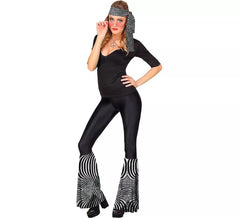 Kit de moda adulto com estampa de zebra prateada dos anos 70: faixas e polainas