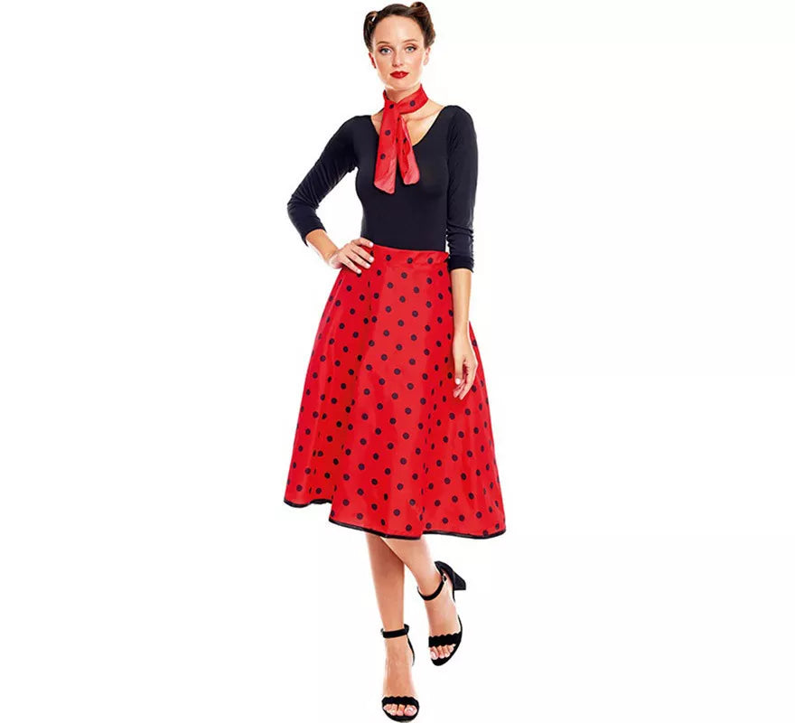 Translation missing: pt-PT.Kit o Disfraz Años 50 en varios colores para mujer: Falda y Pañuelo