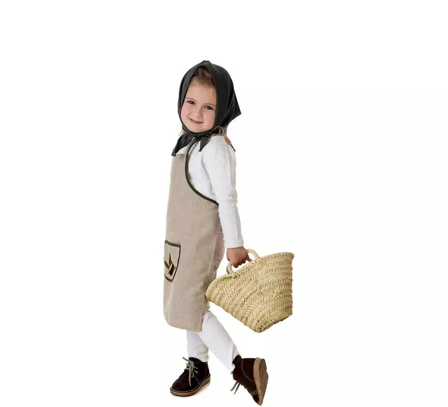 Translation missing: pt-PT.Kit o Disfraz de Castañera Beige Hojas-Castaña para niña