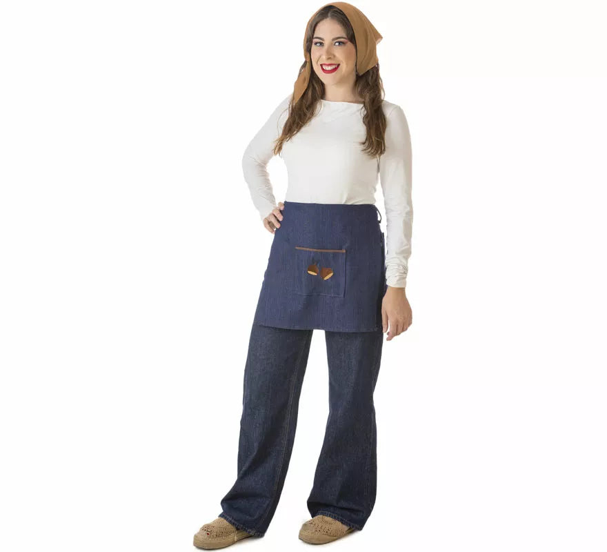 Translation missing: pt-PT.Kit o Disfraz de Castañera Jeans para mujer: Delantal y Pañuelo
