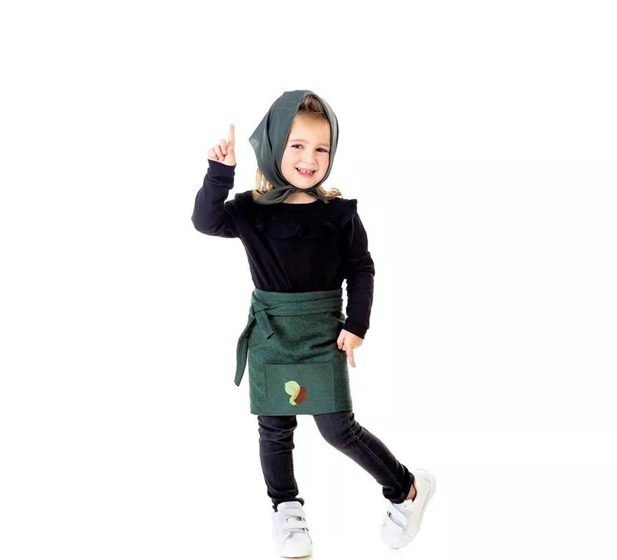 Kit o Disfraz de Castañera Otoño Verde para niña