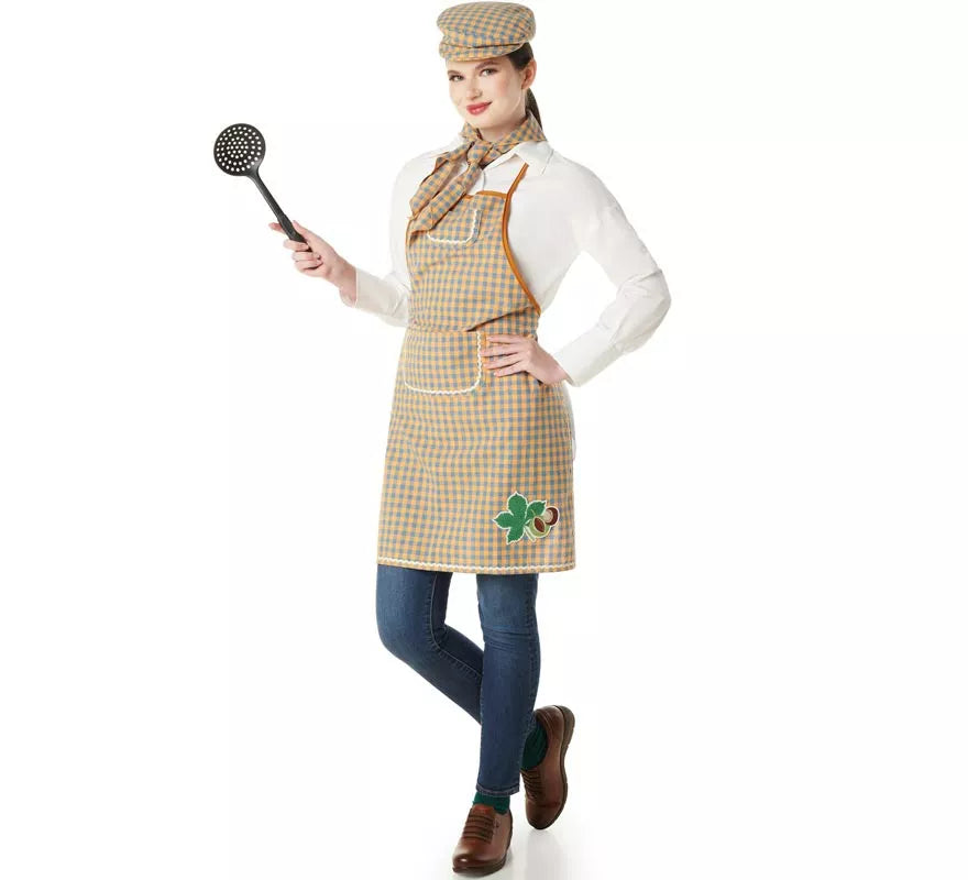 Translation missing: pt-PT.Kit o Disfraz de Castañera para mujer: Gorra, Delantal y Pañuelo