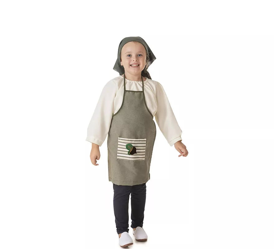 Translation missing: pt-PT.Kit o Disfraz de Castañera Verde Oliva para niña