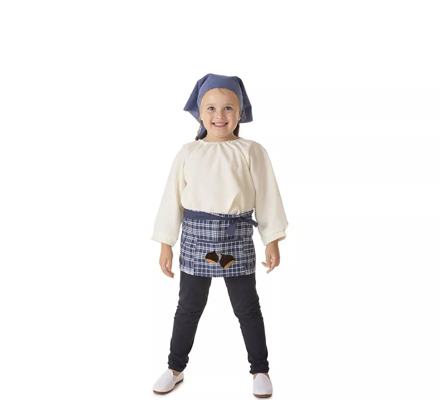 Kit o Disfraz de Castañero Cuadros Azul para niña